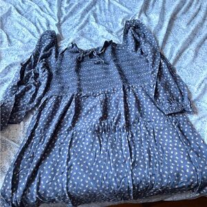 American Eagle Outfitters Blue Floral Smocked Dress